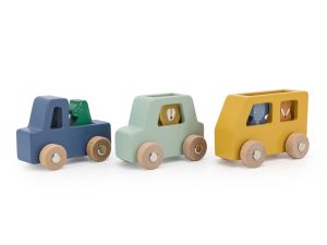 Trixie® Set 3 lesenih avtomobilov z živalmi